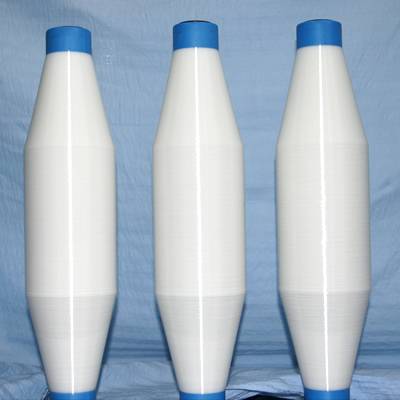 Three rolls of polyester yarns on the spool.