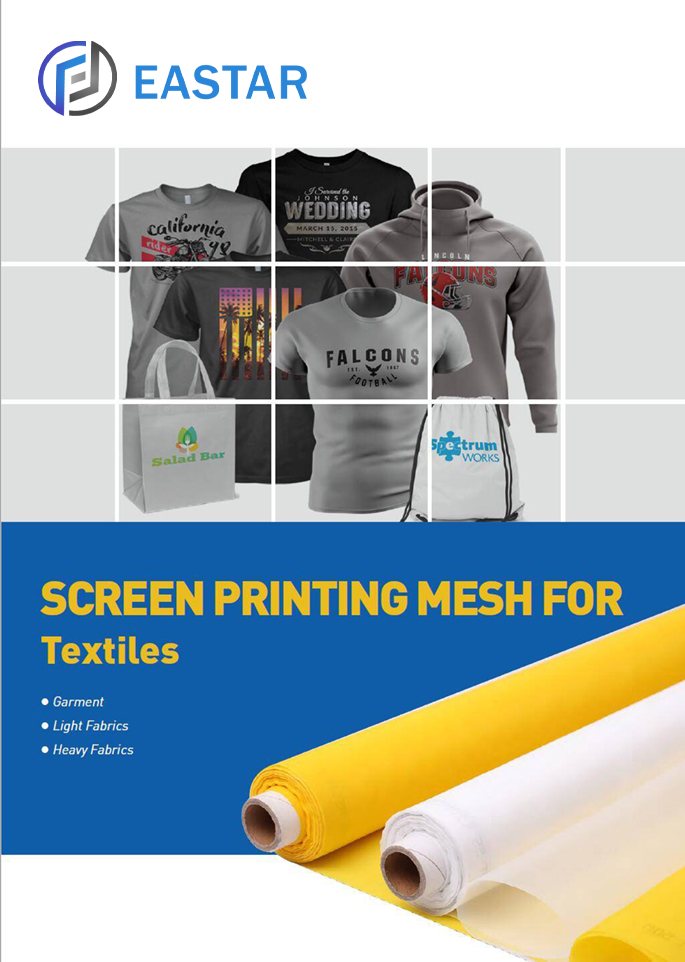 Polyester screen printing mesh for textile screen printing.
